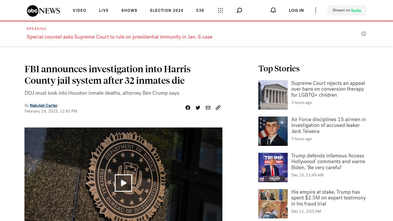 FBI announces investigation into Harris County jail system ... - ABC News